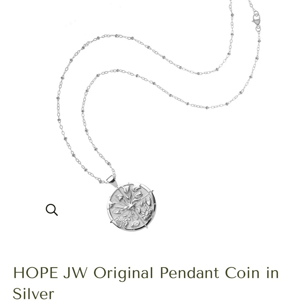 Jane Win Original Hope Coin Necklace Sterling Silver 18 inch Satellite Chain